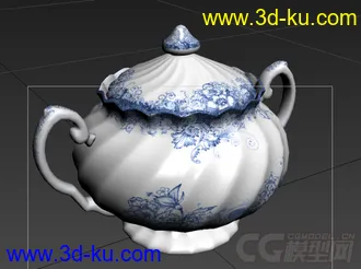 螺旋纹对称青花瓷高精度写实模型的图片