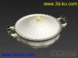 玫瑰花纹大汤盆高精度写实模型的图片