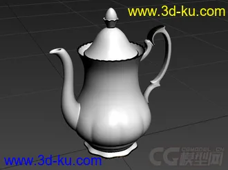 3D打印模型玫瑰花纹的曲线形茶壶的图片