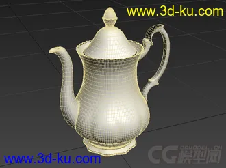 3D打印模型玫瑰花纹的曲线形茶壶的图片