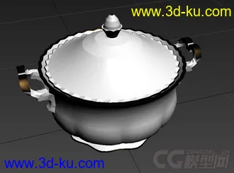 玫瑰花纹的汤盆高精度写实模型的图片