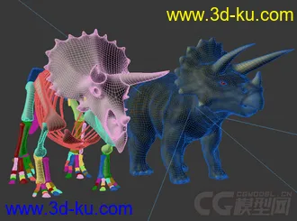 三角龙 恐龙 三角龙龙骨恐龙骨骼写实模型的图片