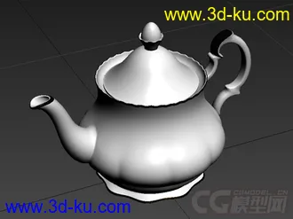 玫瑰花纹青花瓷茶壶茶具写实高精度模型的图片