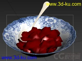 盛着大姨妈食物青花瓷碟子 碗写实模型的图片