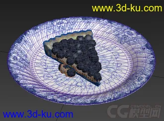 盛着蓝莓的青花瓷盘子碟子写实高精度模型的图片