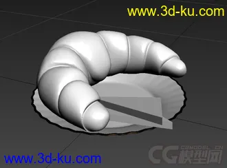 盛着面包的玫瑰花纹盘子高精度写实模型的图片