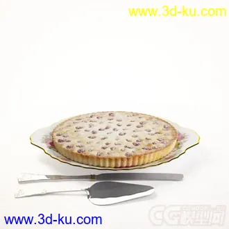盛着披萨的金边花纹盘子高精度写实模型的图片