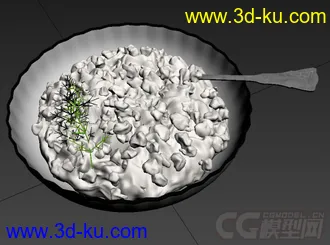 盛着粥的金边玫瑰花纹金边高精度盘子碟子模型的图片