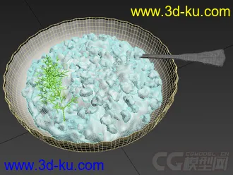 盛着粥的金边玫瑰花纹金边高精度盘子碟子模型的图片