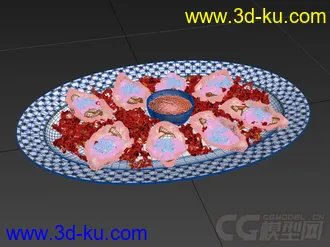 水饺饺子拼盘盘子碟子高精度写实模型的图片