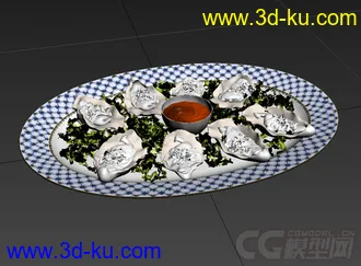 水饺饺子拼盘盘子碟子高精度写实模型的图片