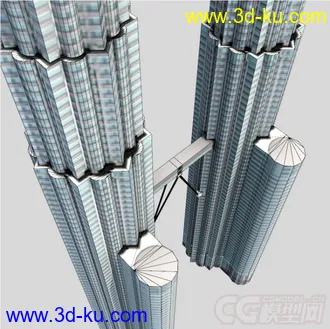 3D打印模型最高的新加坡双子塔办公双塔摩天大楼城市现代建筑的图片
