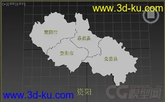3D打印模型资阳地图的图片