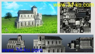 3D打印模型西方像教堂的古房子,含MA档与FBX档的图片