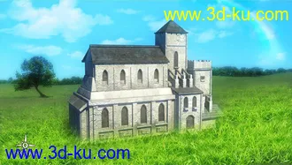3D打印模型西方像教堂的古房子,含MA档与FBX档的图片