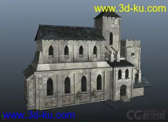 3D打印模型西方像教堂的古房子,含MA档与FBX档的图片