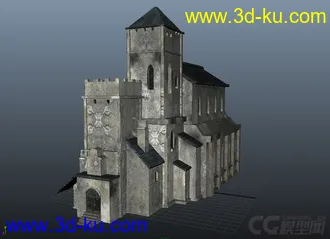 3D打印模型西方像教堂的古房子,含MA档与FBX档的图片
