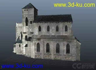 3D打印模型西方像教堂的古房子,含MA档与FBX档的图片