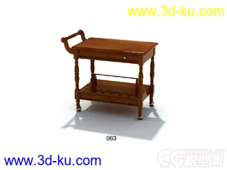 欧式木质餐车免费模型下载的图片