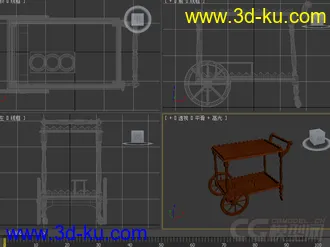 3D打印模型欧式木质小餐车的图片