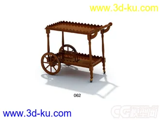 3D打印模型欧式木质小餐车的图片