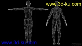 3D打印模型标准影视动画用男、女人体，可做动画，可以直接使用的图片