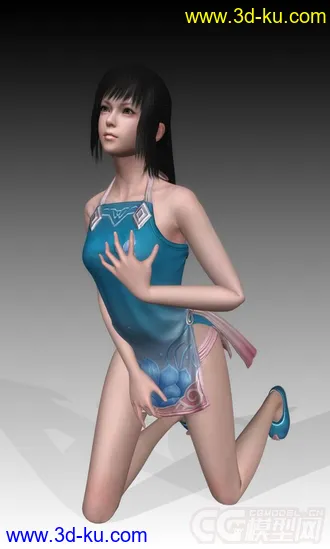 天涯明月刀模型，四边面布线，内衣女角色的图片