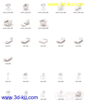 3D打印模型各种桌椅沙发的图片
