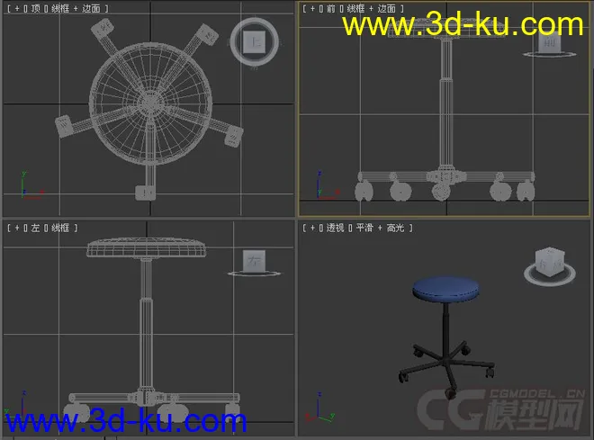 医院检查滚轮凳子模型的图片2