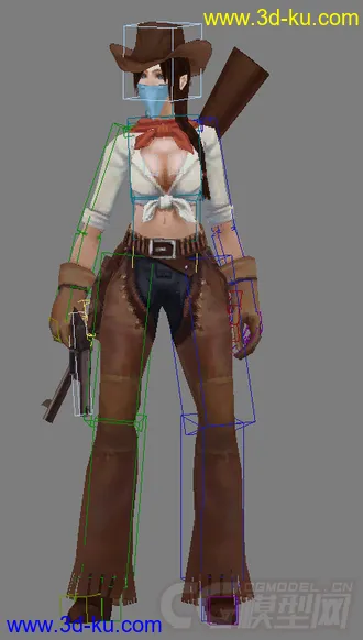 3D打印模型女牛仔动作一套的图片