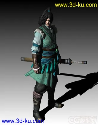 3D打印模型天涯明月刀 太白男角色 带CS骨骼绑定+少量表情绑定 武侠男的图片