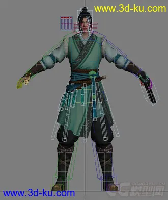 3D打印模型天涯明月刀 太白男角色 带CS骨骼绑定+少量表情绑定 武侠男的图片