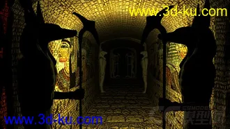 3D打印模型古埃及隧道，两旁有雕像和墙壁图案，500帧动画，喜欢就拿去玩！的图片