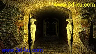 3D打印模型古埃及隧道，两旁有雕像和墙壁图案，500帧动画，喜欢就拿去玩！的图片