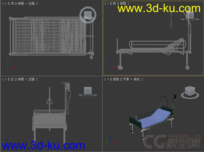 医院床铺模型的图片1