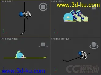 冰上赛模型冰球赛杆滑冰鞋模型的图片