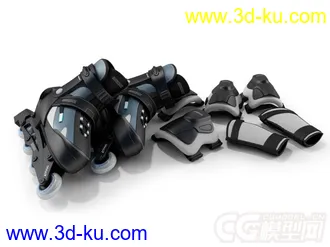 溜冰鞋模型护膝套装模型的图片