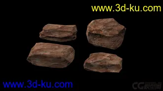 3D打印模型几块石头，带法线，贴图可自己更换风格的图片