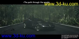 3D打印模型山道 森林 汽车的图片