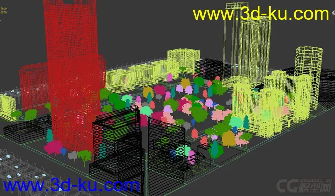 城市建筑场景模型，城市规划，公路道路交通，楼房，办公楼，别墅，树木的图片2
