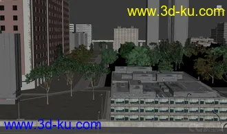 城市建筑场景模型，城市规划，公路道路交通，楼房，办公楼，别墅，树木的图片