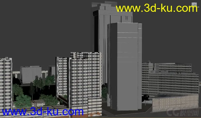 城市建筑场景模型，城市规划，公路道路交通，楼房，办公楼，别墅，树木的图片5