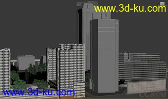 城市建筑场景模型，城市规划，公路道路交通，楼房，办公楼，别墅，树木的图片