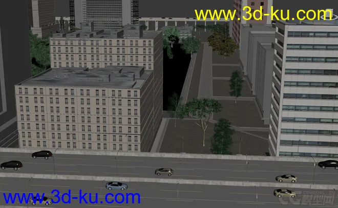 城市建筑场景模型，城市规划，公路道路交通，楼房，办公楼，别墅，树木的图片10