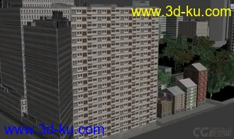 城市建筑场景模型，城市规划，公路道路交通，楼房，办公楼，别墅，树木的图片