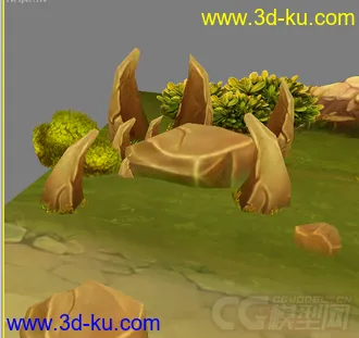 各种石头  草地  怪石低面模型的图片