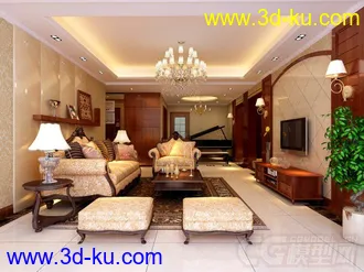 欧式室内客厅模型一套的图片