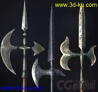 3D打印模型中世纪兵器——戟 戈 矛的图片