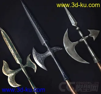 3D打印模型中世纪兵器——戟 戈 矛的图片