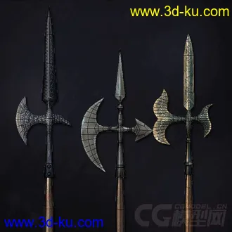 3D打印模型中世纪兵器——戟 戈 矛的图片